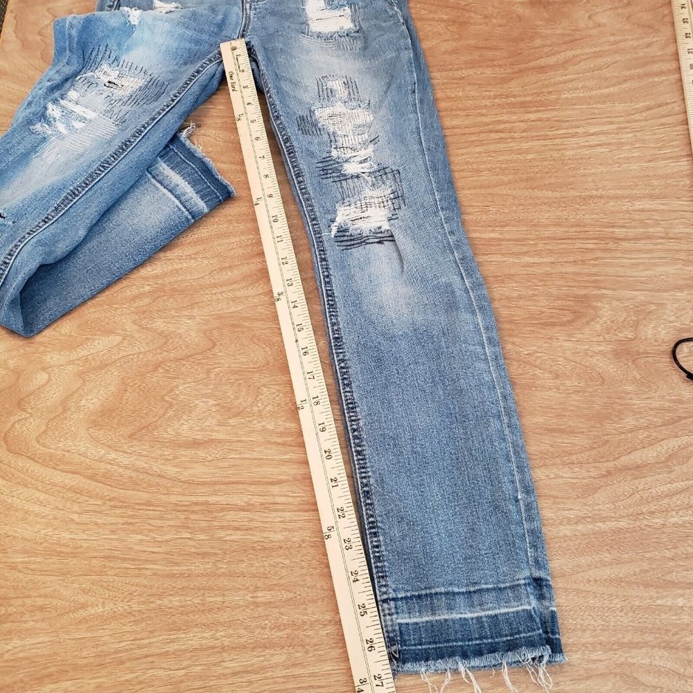 Twenty One Black Rue21 Mid Rise Skinny Flex Jeans Women's 3/4 Regular Blue - Picture 12 of 16